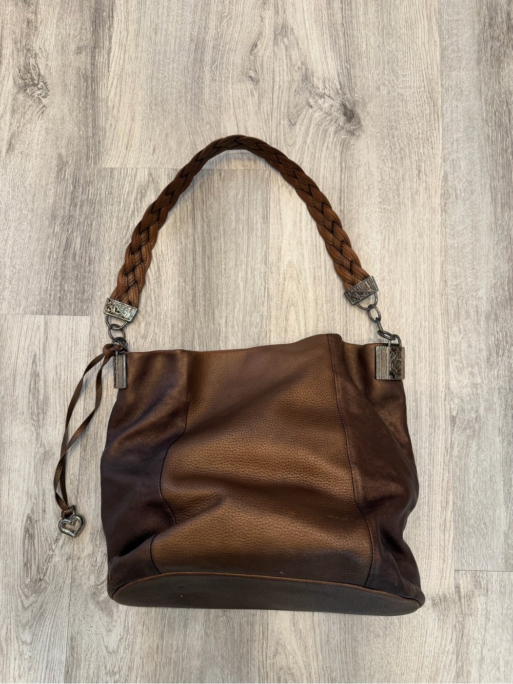 Brighton Brown Leather Braided Shoulder Bag Boho Y2K